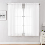 Chyhomenyc White Sheer Curtains 45 Inch Long 2 Panels, Short Voile Drapes for Kitchen Dinning Small Windows Bathroom Living Room