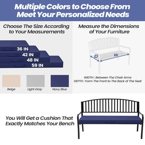 Crestlive Products Outdoor Bench Cushion 59 x 18 Inch, Waterproof Patio Bench Cushions for Outdoor Furniture, Porch Swing Replac