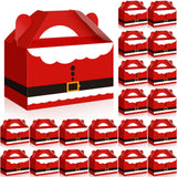 Cholemy 50 Pcs Christmas Treat Boxes with Handle Santa Claus Design Gift Boxes Christmas Cookie Candy Bags Xmas Party Paper Gift