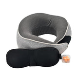 Myaddiction Travel Pillow Comfortable Portable Supporting Pillow For Train Bus Home Light Gray Earplugs