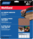 9 x 11 Norton 47740 MultiSand All Purpose Sanding Sheet 80Grit HandyPack