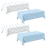 HAKOTI 4Pcs Blue Bow Tablecloth,Coquette Birthday Decorations Blue and White Bow Table Cover Plastic Rectangle Table Cloth for W