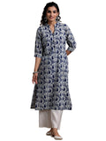 Libas Women'S Cotton Printed Straight Kurta (29051R_Blue