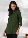 Libas Women'S Self Design Straight Tunic Shirt (58203_Green Xl)