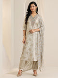 Libas Women'S Silk Blend Kurta Sets (400612_Grey_L)