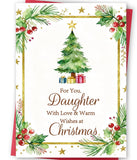 FANCYLUCKY Merry Christmas Card Daughter, Sweet Daughter Christmas Card Gifts from Mom Dad, Xmas Gifts for Women Her