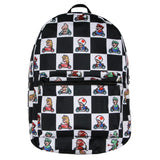 Bioworld Super Nintendo Mario Kart 8Bit Character Checkered Travel Laptop Backpack