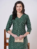 Anni Designer Women'S Rayon Viscose Straight Bandhani Printed Kurta With Pant (Prantika Green-Vks01_M_Green_Medium),Green,M,,,