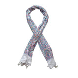 WomenS Floral Printed White Cotton Dupatta With Tassels