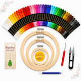 Shagunsaaj Embroidery Kit For Beginners With 3 Wooden Hoops (8, 7, 6), 50 Color Threads, 25 Needles,1 Thread Cutter, 1 Seam R