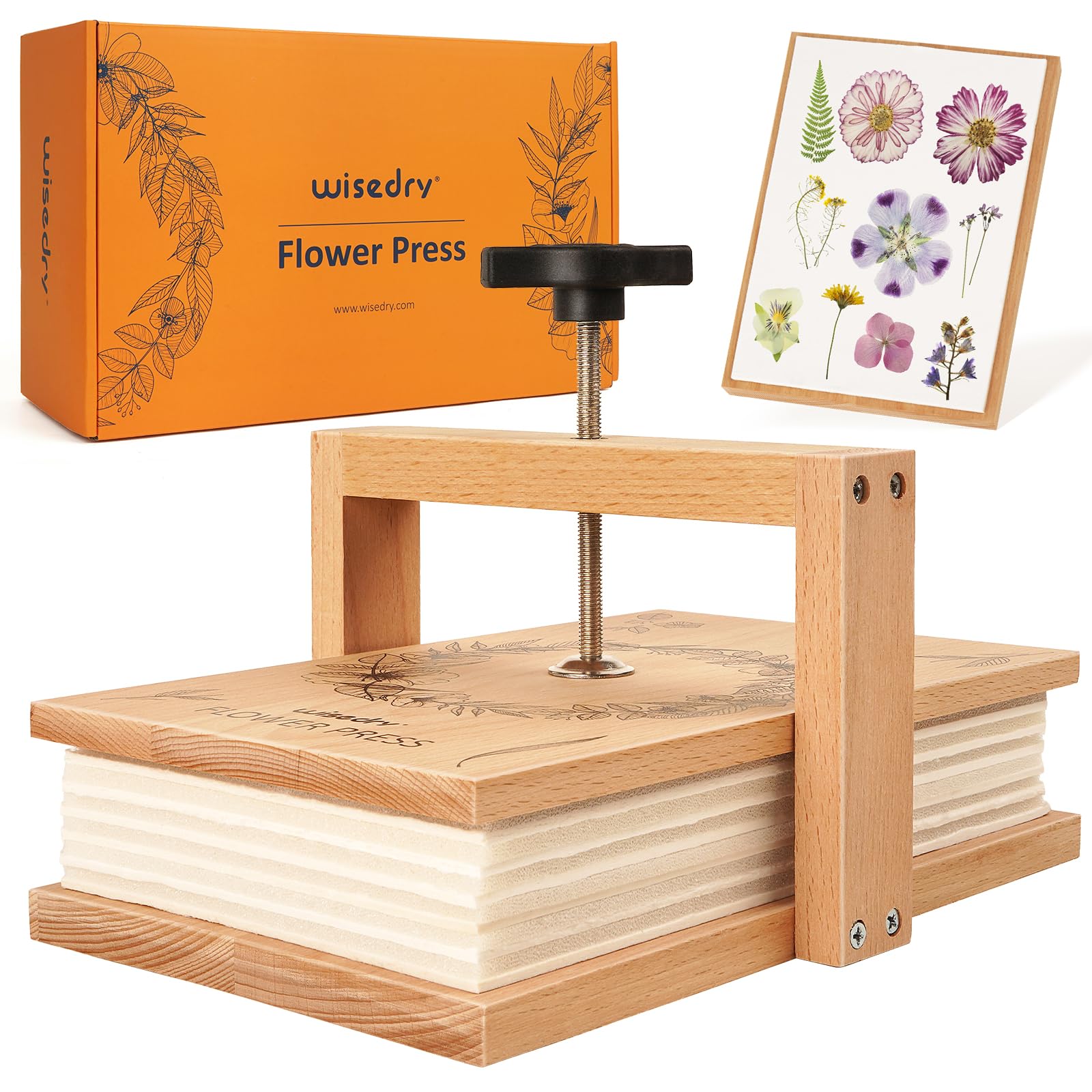 wisedry Flower Press Kit, Easy One-Step Pressing, Even Pressure, 6 Layers, 10 x 6 inch Flower Press Kit for Kids and Adults, Gre