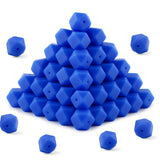 HHCFAST 96Pcs Hexagon Silicone Beads, 14mm Polygon Silicone Beads for Keychain Making, Pens and Bracelet Making(Royal Blue)
