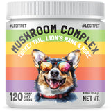 Mushroom Complex Treats for Dogs with Reishi, Shiitake, and Turkey Tail Mushrooms for Cognition and Immune Boosting Supports Dig