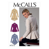 McCalls Patterns M7513 E5 Misses NotchCollar, Peplum Jackets, Size 1422 (7513)