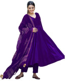 Gosriki Women'S Cotton Blend Solid Anarkali Kurta With Pant & Dupatta (Magic-Violet-Nw-Gs_Xl_Violet_X-Large),Violet,,B0CRL4T8KG