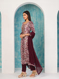 Gosriki Women'S Cotton Blend Straight Printed Kurta With Pant & Dupatta (Ramna Wine-Gs_M_Wine_Medium),Wine,,B0D2N7XLNG