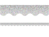 SILVER SPARKLE SCALLOPED BORDER