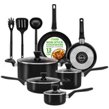 NutriChef 13-Piece Nonstick Cookware - Heat Resistant Kitchen Ware Set w/Saucepan, Frying Pans, Cooking Pots, Casserole, Lids, L