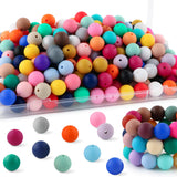 HHCFAST 150Pcs 15mm Silicone Beads for Keychain Making and Bracelet Making,30 Colors Round Silicone Beads for Pens(Multicolor)