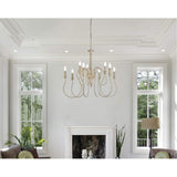 Elegant Lighting Living District Flynx 9-Light Mid-Century Metal Pendant In Weathered Oak