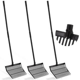 Lasnten 3 Sets Manure Fork with Long Metal Handle Pitch Fork Manure Rake Heavy Duty Muck Rake for Gardening Horse Stall Stable G