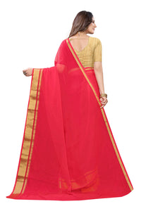 Gosriki Women'S Chiffon Saree With Blouse Piece (Chutki Pink_Pink),Pink,,B095WBYR71