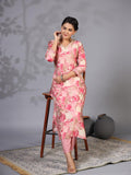 Anni Designer Women'S Rayon Blend Straight Printed Kurta With Pant (Nissu Pink-Nw_L_Pink_Large),Pink,L,,,