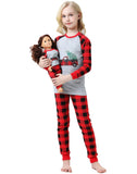 Babyroom Girls Christmas Pajamasd Matching Doll&Toddler 4 Piece Cotton Pajamas Toddler Christmas Clothes Size 10 Gray