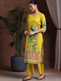 Libas Women Poly Crepe Kurta Set (369800R, Mustard, Xl