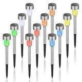 GIGALUMI Solar Lights Outdoor Waterproof, 12 Pack, Stainless Steel LED Solar Garden Lights for Patio, Lawn, Yard and Landscape, 