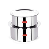 Sumeet Cook Smart Triply SteelAluminiumSteel 3 Layers Tope Set of 2Pcs with Lid No. 16 (1.6Ltr, 16Cm), No.18 (2 Liter, 18C