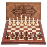 AMEROUS 15'' Magnetic Wooden Chess Set -Folding Board -2 Extra Queens -Chessmen Storage Slots -Gift Package, Travel Chess Board