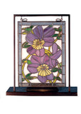 Meyda Tiffany 68409 Pansies Lighted Decorative Mini Tabletop Window, 9.5 Width X 10.53 Height