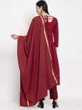 Anni Designer Women'S Maroon Rayon Anarkali Kurti Plazzo Dupatta Set (Can Be Maroon_S),Maroon,S,Rayon,Anarkali,Kurti, kurta, Dupatta