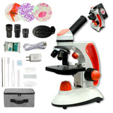 MicroMarvels Metal Body Compound Microscope for Students, 40X-2000X Dual LED Light, Biological Microscope for Home School Lab, w