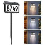 Brightever Solar Address Signs, House Number for Outside Waterproof, 3-Color LED Illuminated Address Plaques with Stake, Wall Mo