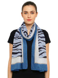 Fabtone WomenS 100% Cotton Zebra Print Scarf/Stole Stylish Black Blue MultiColor Fashion Accessory For Neck Covering, Travel & 