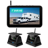 Nuoenx 7-inch Magnetic Solar Wireless Backup Camera System, Rechargeable Battery Reverse Camera with Loop Recording Monitor for 