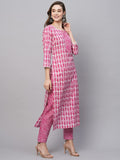 Gosriki Women'S Cotton Blend Straight Printed Kurta With Pant (Karika Pink-Gs_Xl_Pink_X-Large),Pink,,B0C5JS79VG
