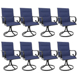 MELLCOM Swivel Outdoor Chairs Set of 8, High Back Padded Textilene Patio Dining Chairs with E-Coating Metal Frame, All-Weather O
