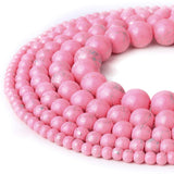 RUBYCA 300pcs Mixed Sizes Loose Glass Beads for Jewelry Making, Opaque Pink, Silver Paint Splatter