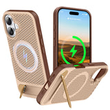 ZHOGTNEG for Magnetic Heat Dissipatio case for iPhone 16, for MagSafe, Cooling Drop Protection, Adjustable Metal Kickstand, Vibr