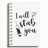 WFSM Nurse Notebook I Will Stab You Nurse Gift Journal, Nurse Gifts for Women Spiral Notebook, Nurses Notebook, Medical Notebo