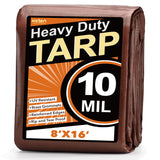 Keten Tarps Heavy Duty Waterproof 8x16Ft, 10 Mil Thick Multipurpose Poly Tarp Tear & Fade Resistant, UV Blocking, Outdoor Tarp w