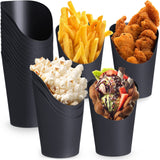 Sieral 100 Pcs 14 oz Black Charcuterie Cups Disposable French Fries Holder Paper Fry Cups Food Charcuterie Cones Waffle Snack Po