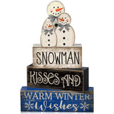 Lineshading 4 Pcs Christmas Table Decor Winter Snowman Wooden Table Decorations Rustic Signs Tiered Tray Decor Wood Farmhouse Vi