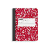 Staples Composition Notebook, 9.75x7.5 Inch, Wide Ruled, Red, 100 Sht