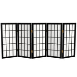 2 ft. Short Desktop Window Pane Shoji Screen - Black - 5 Panels