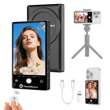 OmniMaster 4K30FPS Rear Camera Selfie Monitor for iPhone & Android, Magnetic Screen with 33ft Bluetooth Remote, USB-C/Lightning 