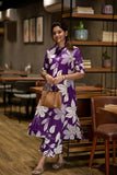 Anni Designer Women'S Rayon Viscose Straight Printed Kurta With Pant (Sunoni Purple-Vks01_Xl_Purple_X-Large),Purple,XL,,,